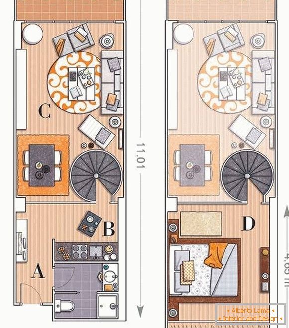 L'aménagement d'un appartement de deux étages