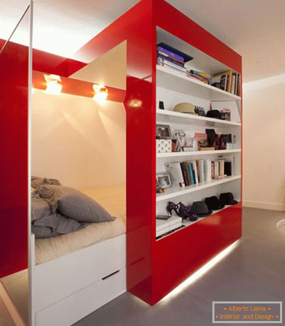 Appartements design aux couleurs blanc, rouge et gris