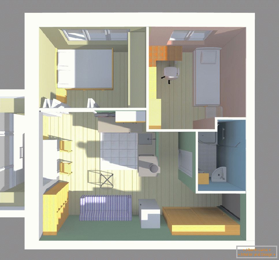 Rénovation d'un appartement d'une pièce dans un appartement avec une chambre и детской