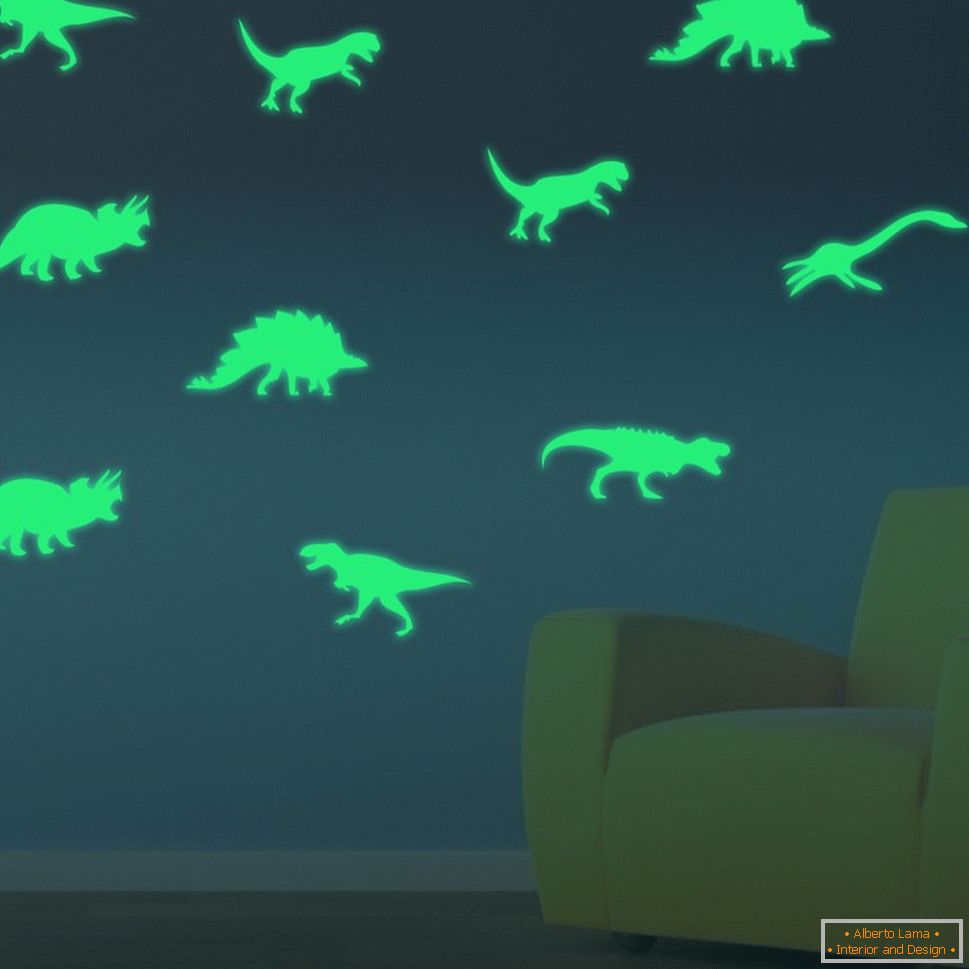 Dinosaures sur le mur