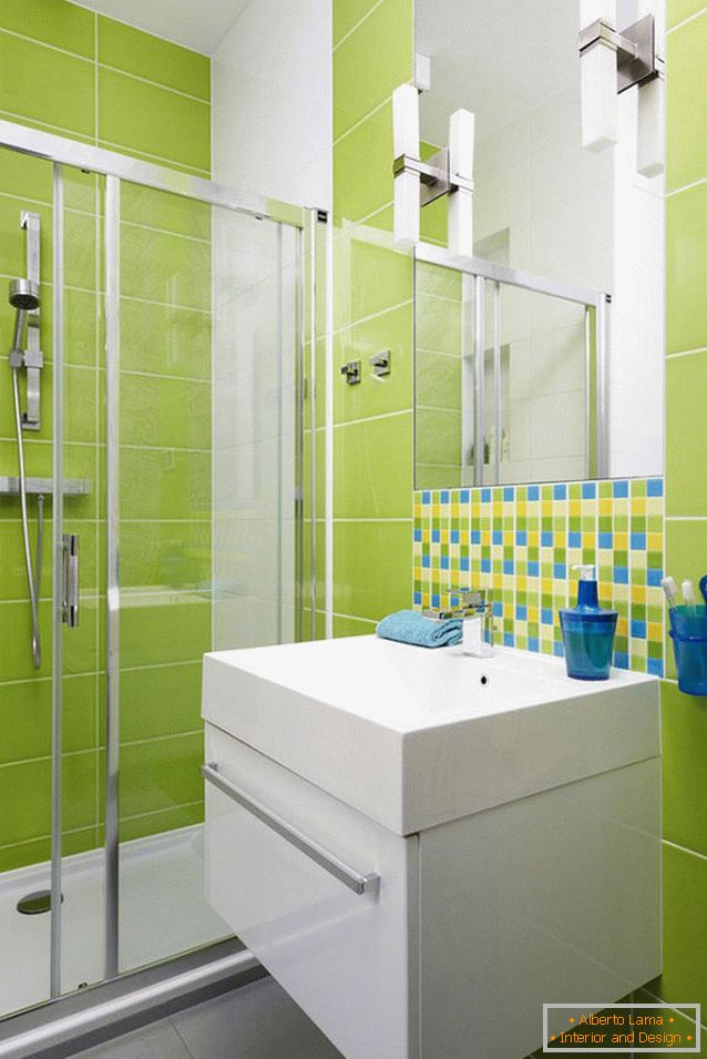 Design de salle de bain en couleur vert clair
