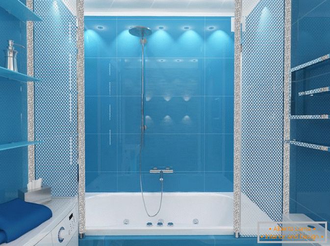 Design de bain luxueux dans les tons bleus