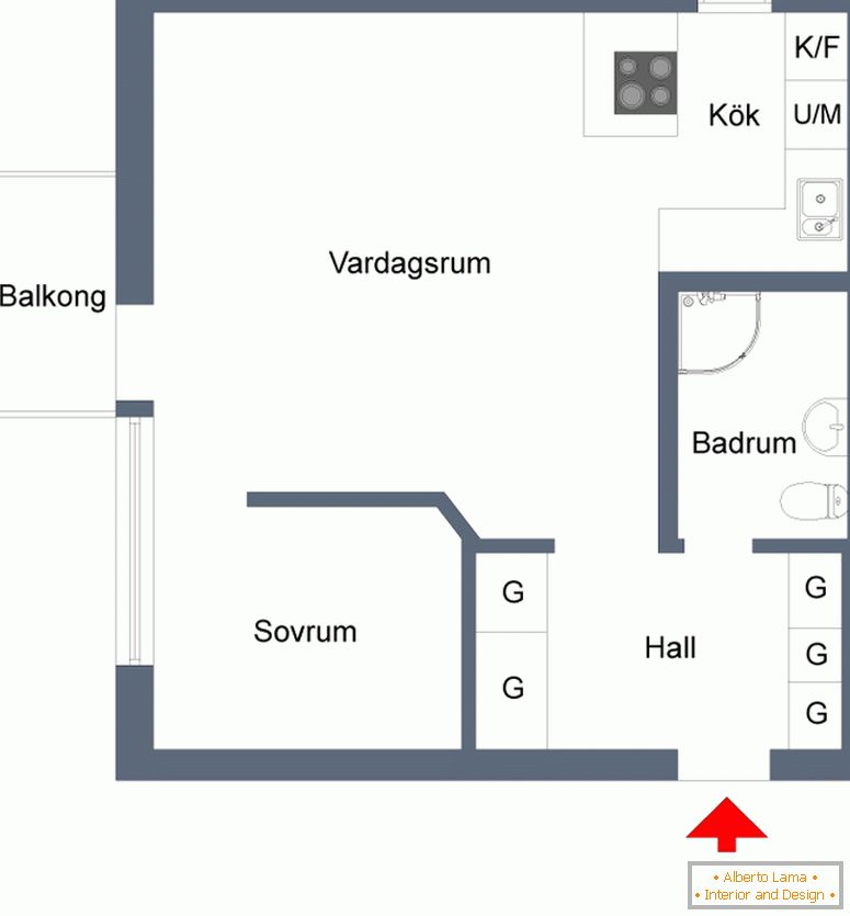 Le plan d'un petit appartement élégant