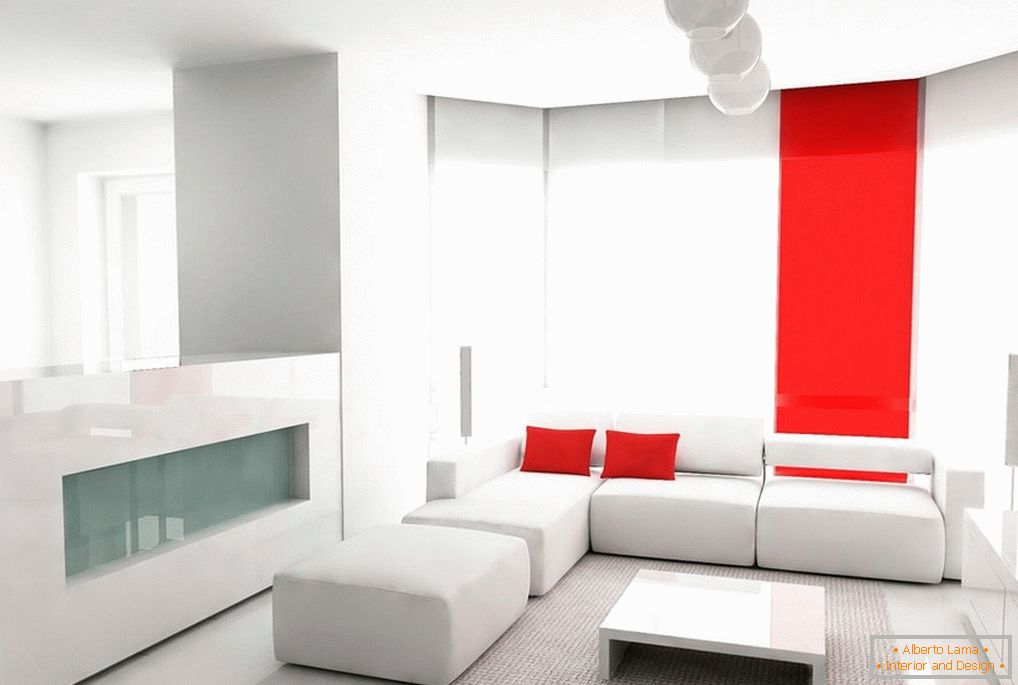 Intérieur dans un style minimaliste avec des meubles blancs