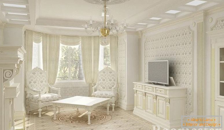 Intérieur de style Empire avec mobilier blanc