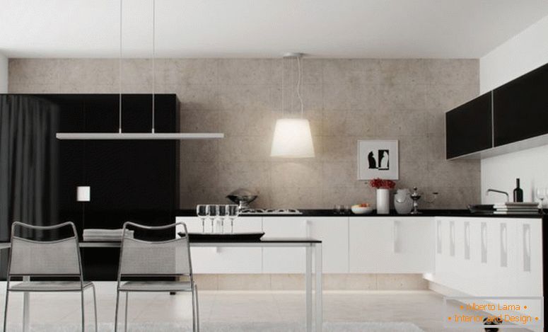 meuble de cuisine noir-design-noir-blanc-meuble-de-cuisine-design