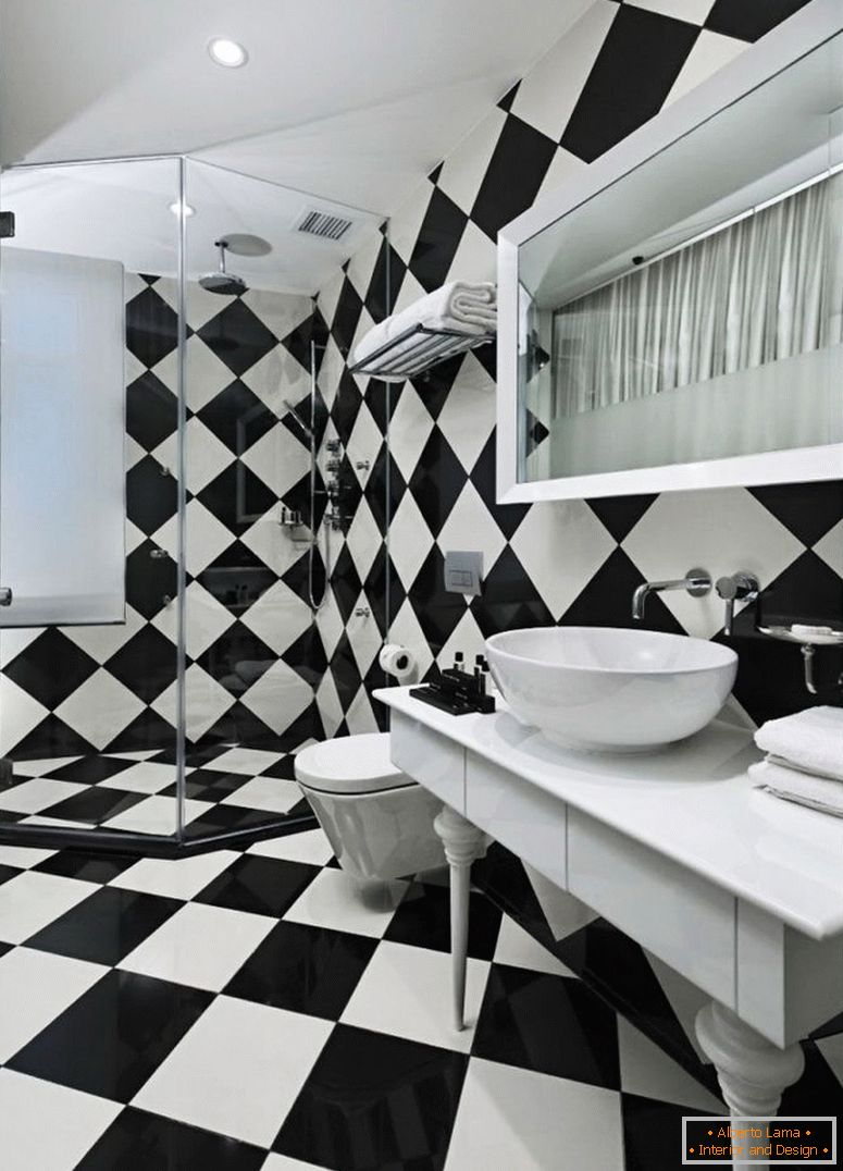 Salle de bain noire et blanche - Contraste spectaculaire - 4