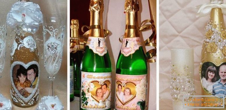 Décorer des bouteilles de mariage avec des photos