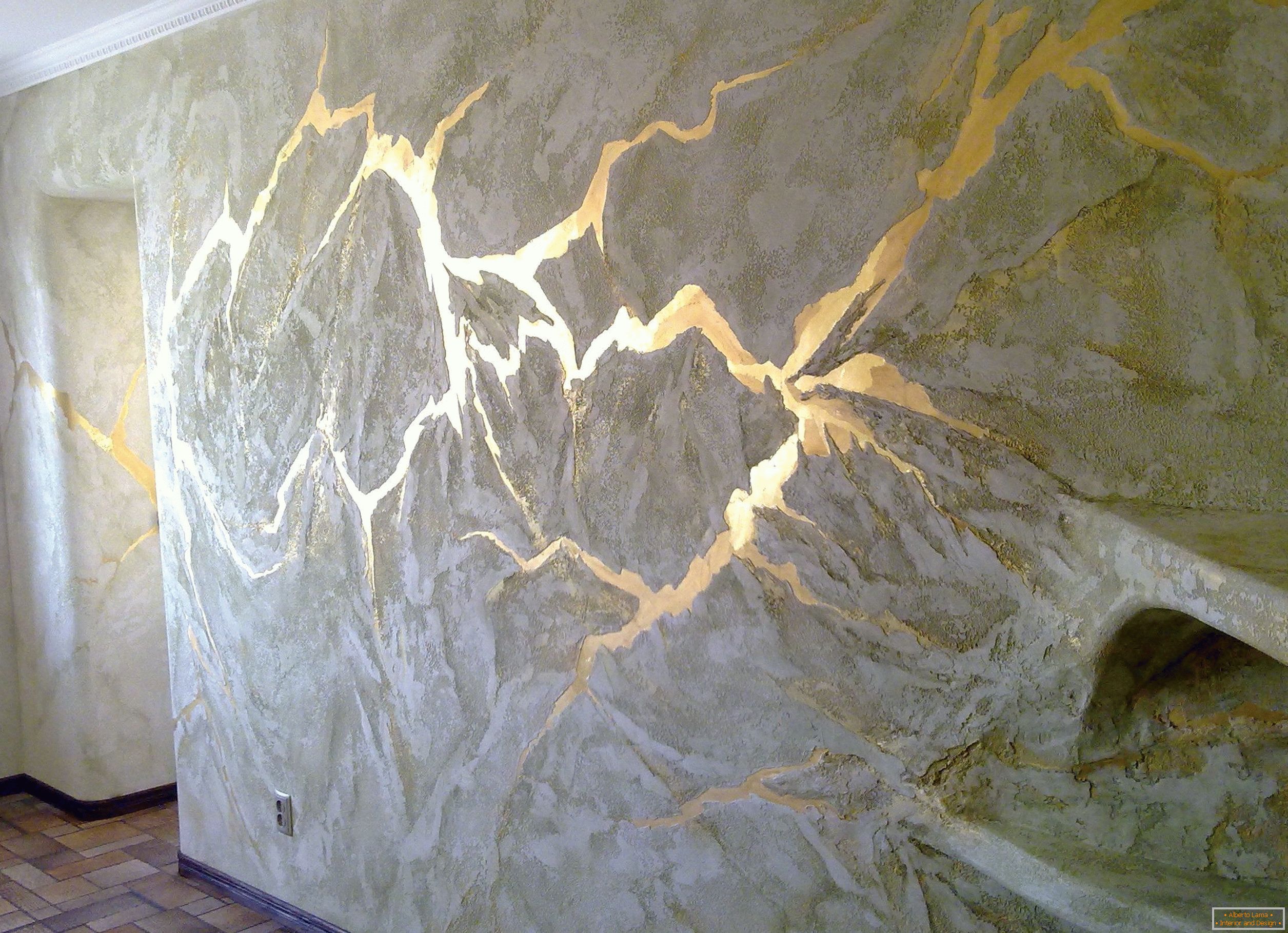 Mur décoré de plâtre décoratif