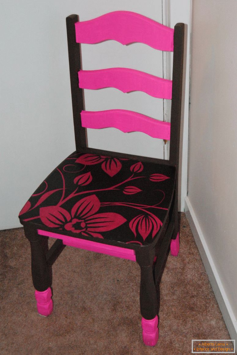 fauteuil de découpage peint rose et marron