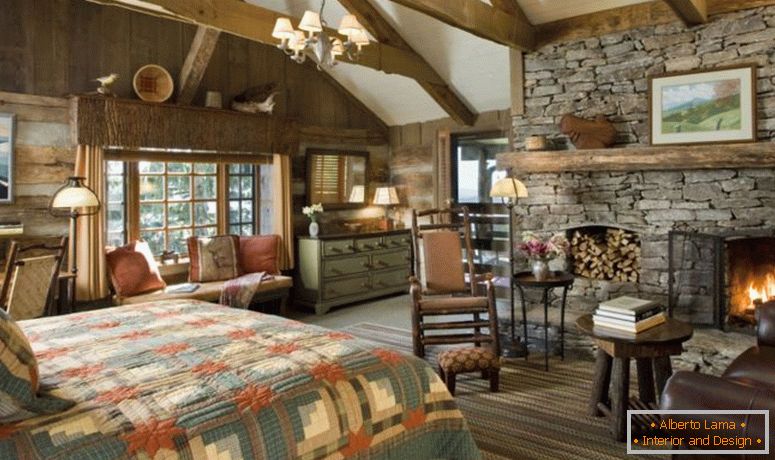 farmhouse-bedroom-with-fireplace-style campagnard