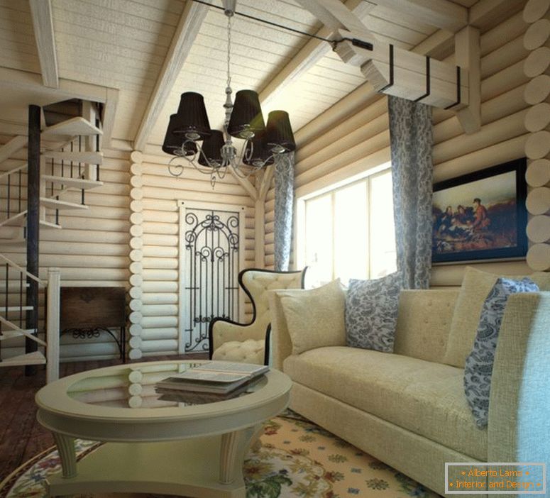 Design d'intérieur dans une maison en bois dom brus