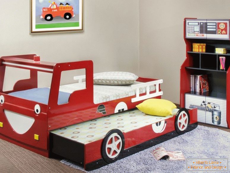 lits amusants-cool-kid-design-avec-rouge-bois-stratifié-feu-camion-équipé-coulissant-et-stockage-cabine-enfants-home-decor-home-decor-rustic-yosemite-décoration-décorateurs -outlet-and-fetco
