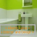Salle de bain verte et blanche