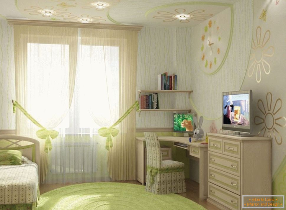 Une chambre pour une fille avec un rétro-éclairage original