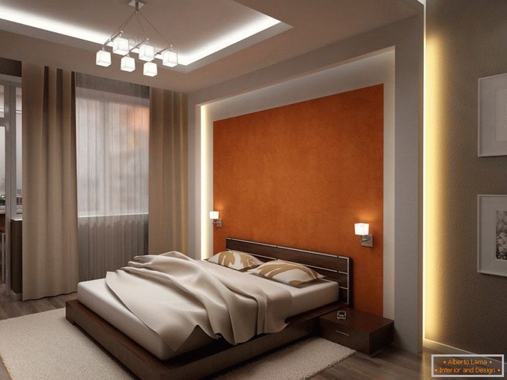 Design de chambre à coucher avec lumière