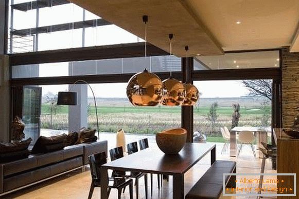 Design d'intérieur d'une maison privée - кухня гостиная в современном стиле