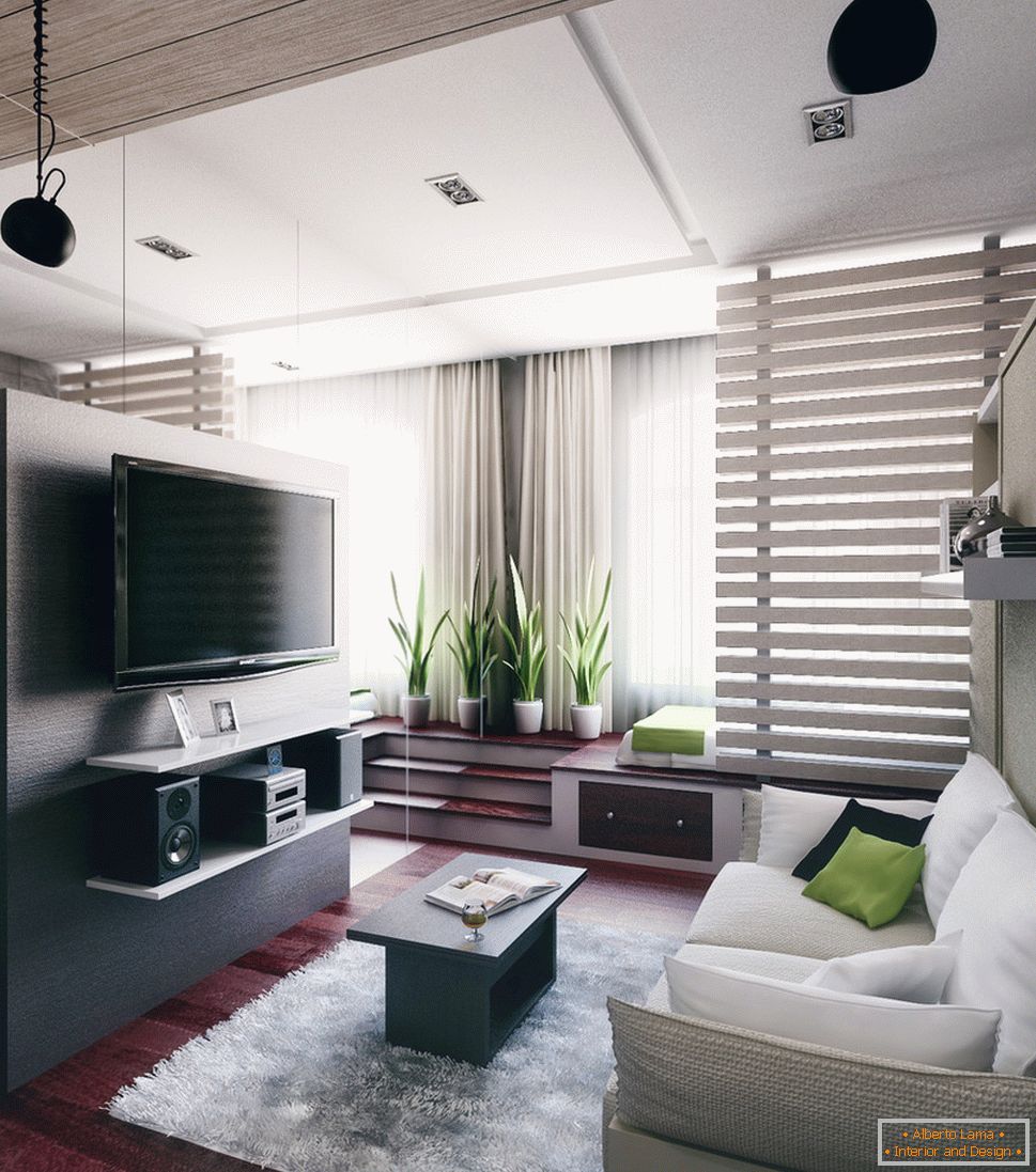 Design d'intérieur d'un petit appartement de style loft