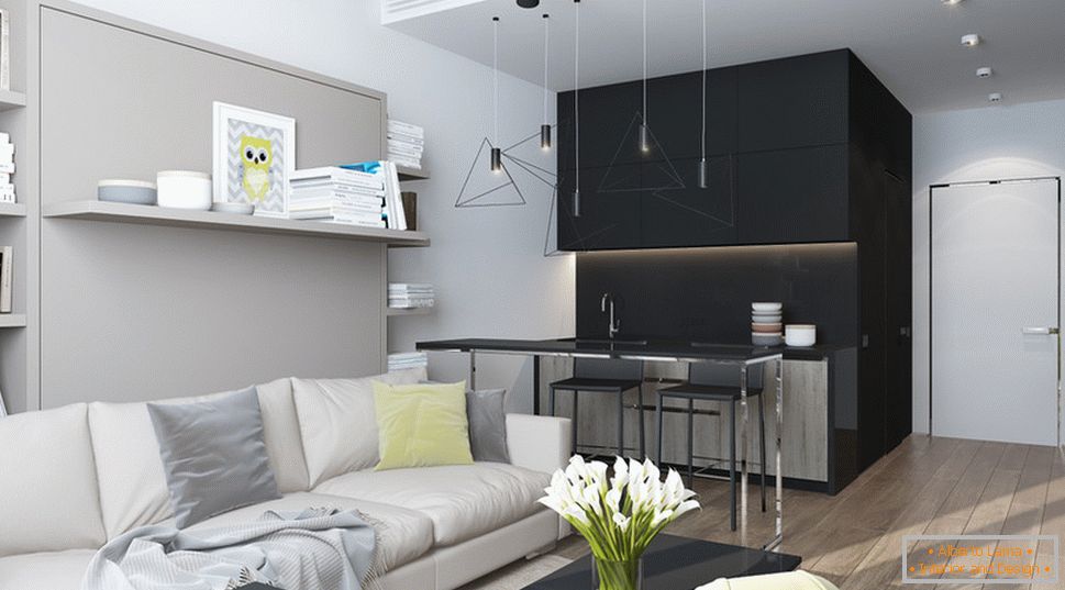 Design d'intérieur d'un petit appartement dans les tons gris - фото 5