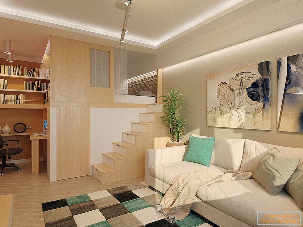 Design d'intérieur d'un petit appartement à deux niveaux