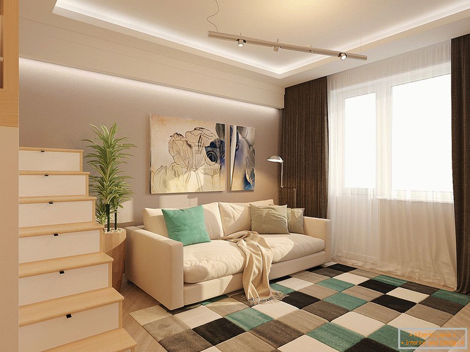 Design d'intérieur d'un petit appartement à deux niveaux - фото 2