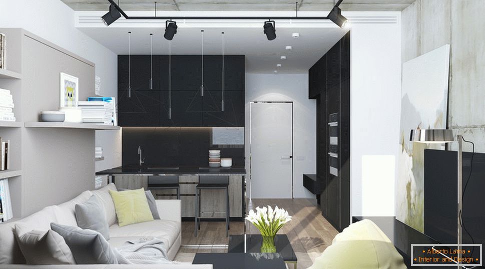 Design d'intérieur d'un petit appartement dans les tons gris - фото 6