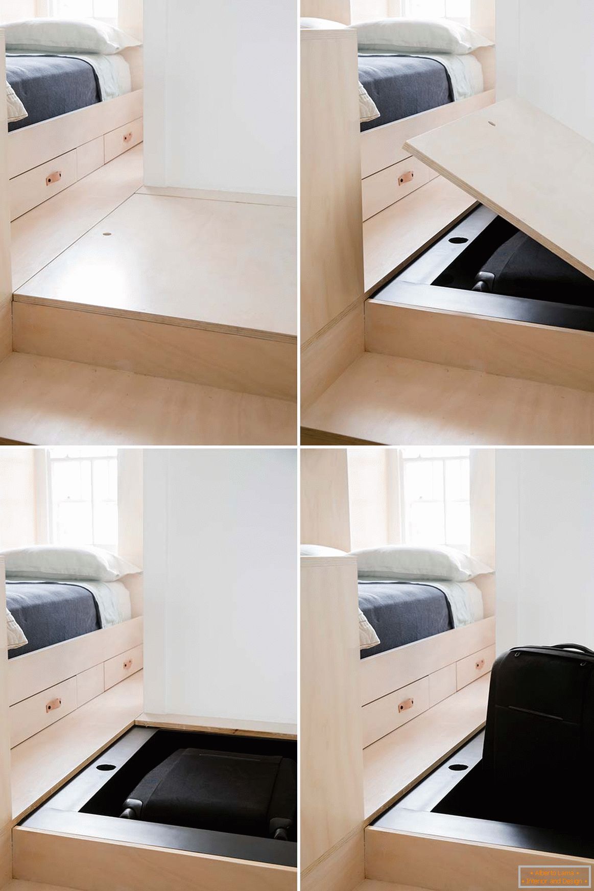 Design d'intérieur d'un petit appartement à Sydney - чемодан в ящике