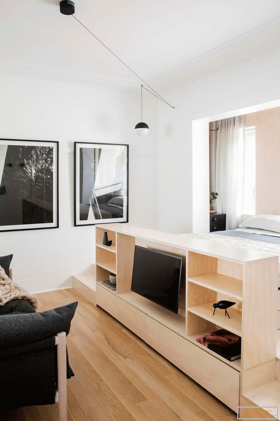 Design d'intérieur d'un petit appartement à Sydney - телевизор