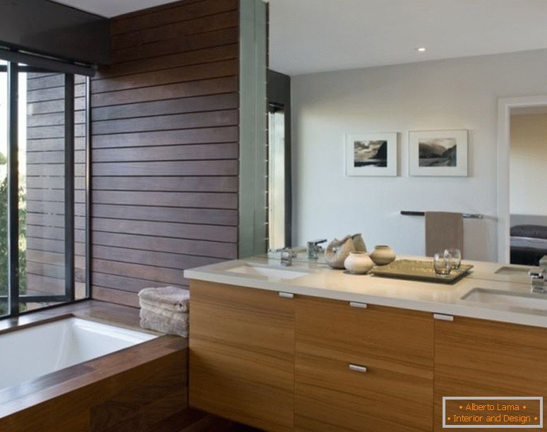 decoration-ideas-interior-adorable-ideas-in-decorating-salle de bain design-with-cherry-wood-bath-vanity-and-under-mount-sink-with-chrome-faucet-also-rectangular-soaking-bathtub-in-parquet-floori