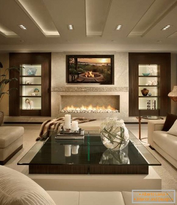 Design intérieur moderne de la maison en combinaison de blanc et de brun