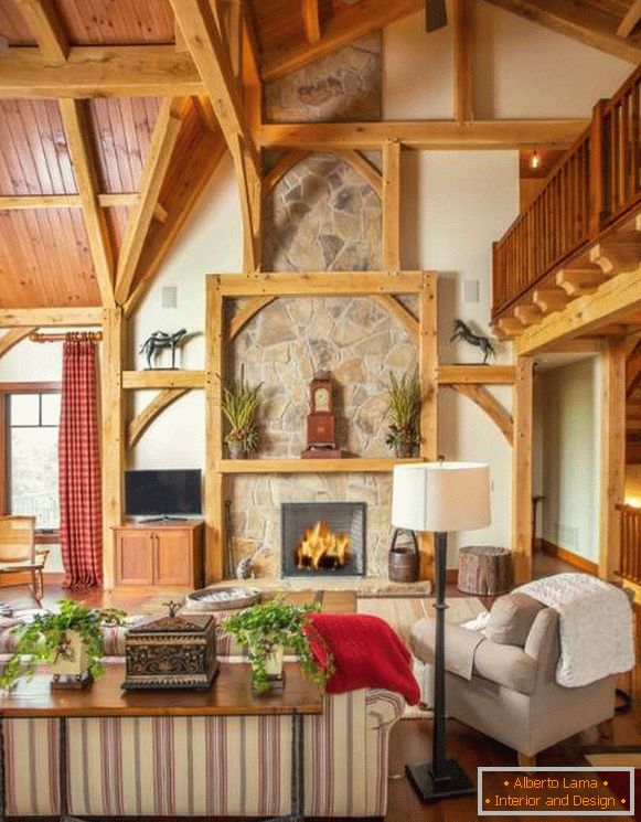 Design d'intérieur de la maison à partir du bois - photo du salon