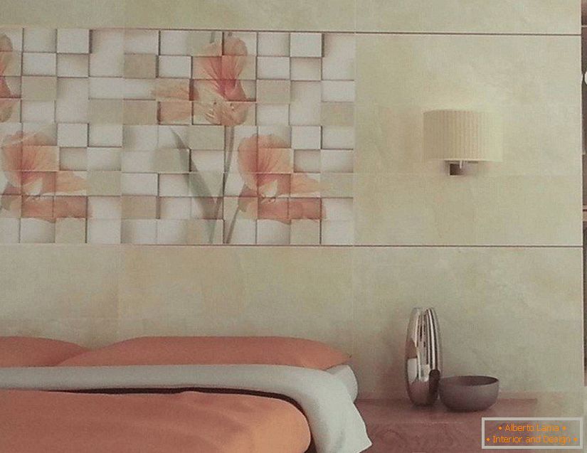 Carreaux de céramique sur le mur près du lit
