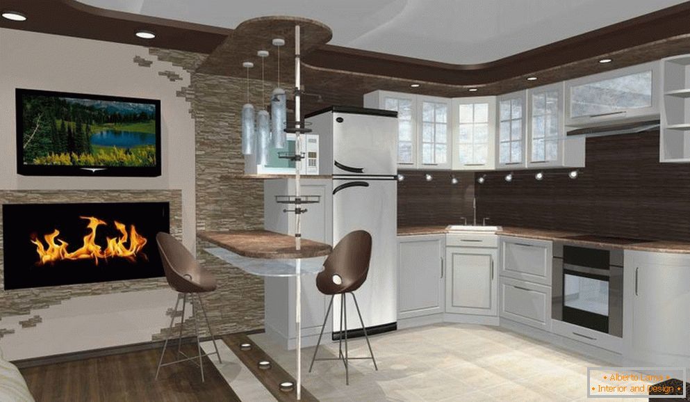 Moderne дизайн кухни-студии
