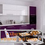 Meubles de cuisine avec façade en violet blanc