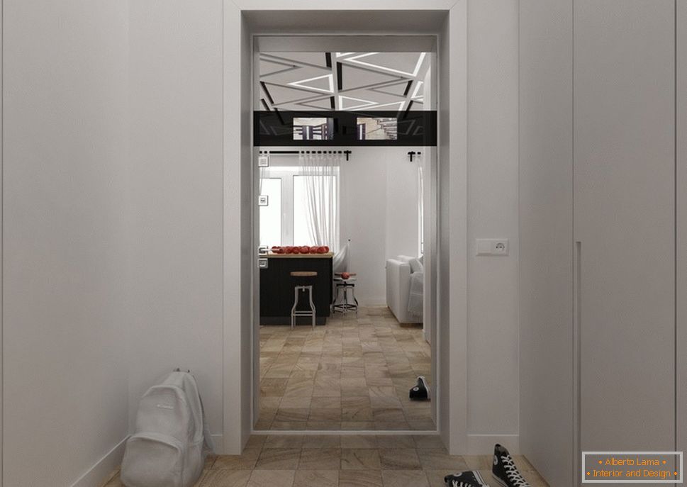 Appartement design 30 m2. m en noir et blanc - фото 4