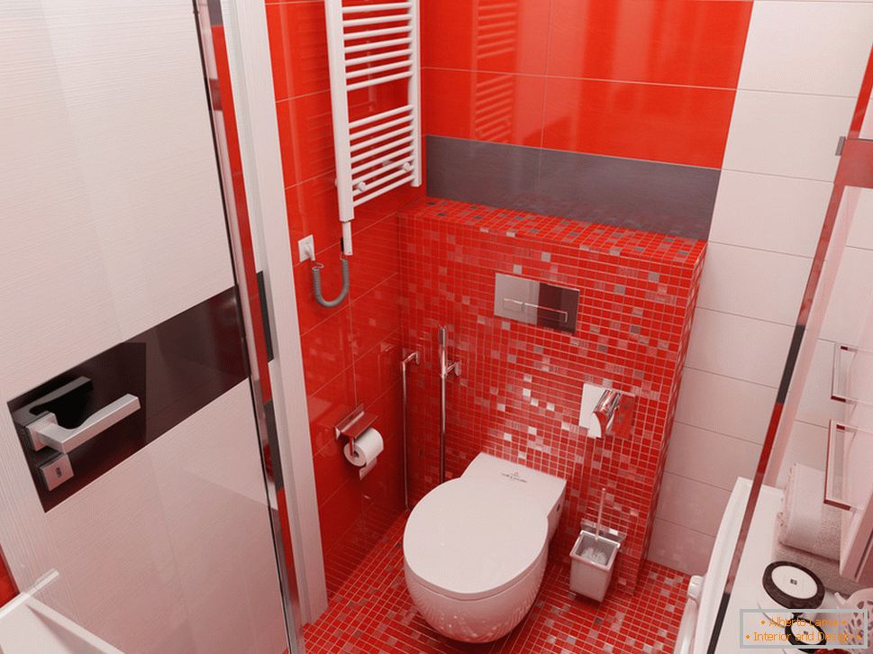 Design de salle de bain avec des accents rouges