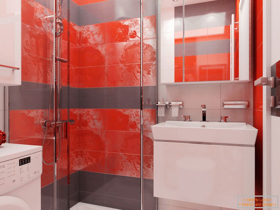 Design de salle de bain avec des accents rouges - фото 2