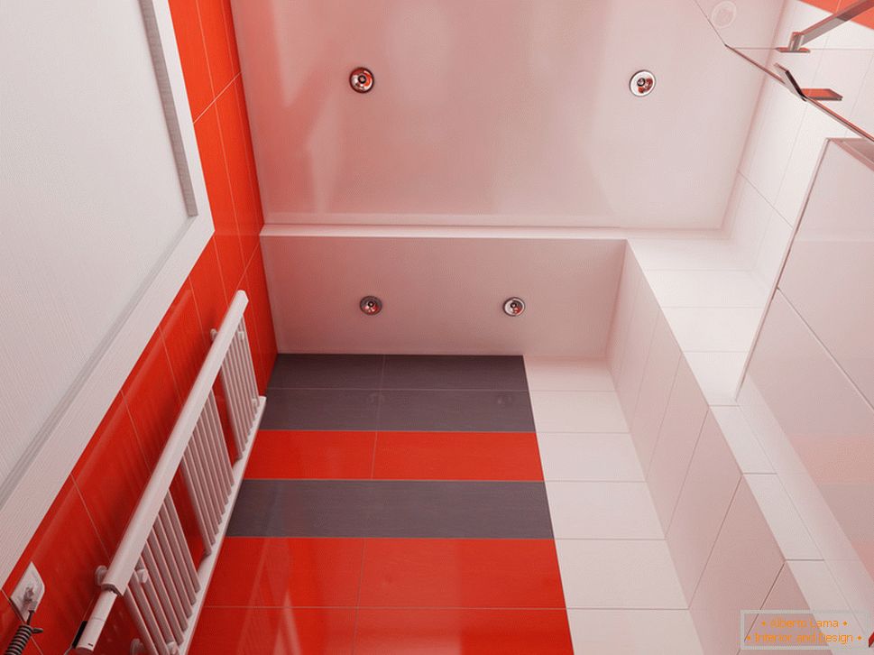 Design de salle de bain avec des accents rouges - фото 3