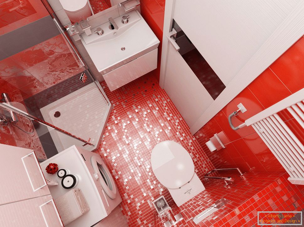 Design de salle de bain avec des accents rouges - фото 4