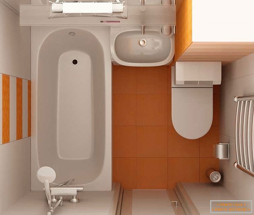 Salle de bain blanc orange