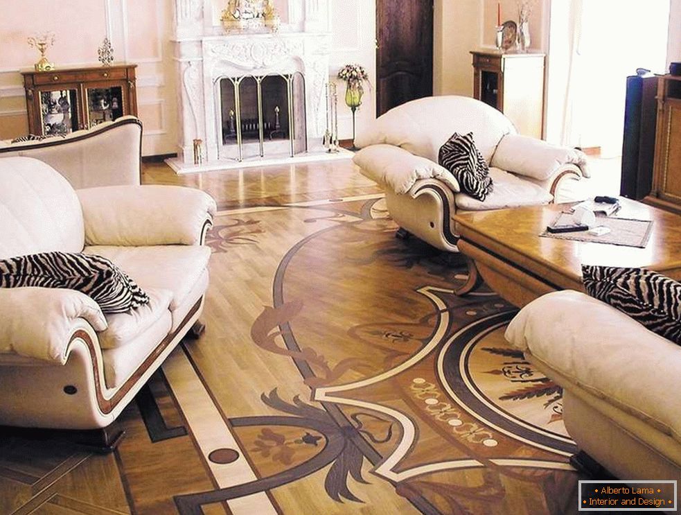 Plancher avec des motifs à l'intérieur dans le style Art Nouveau