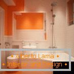 Salle de bain avec intérieur orange-blanc