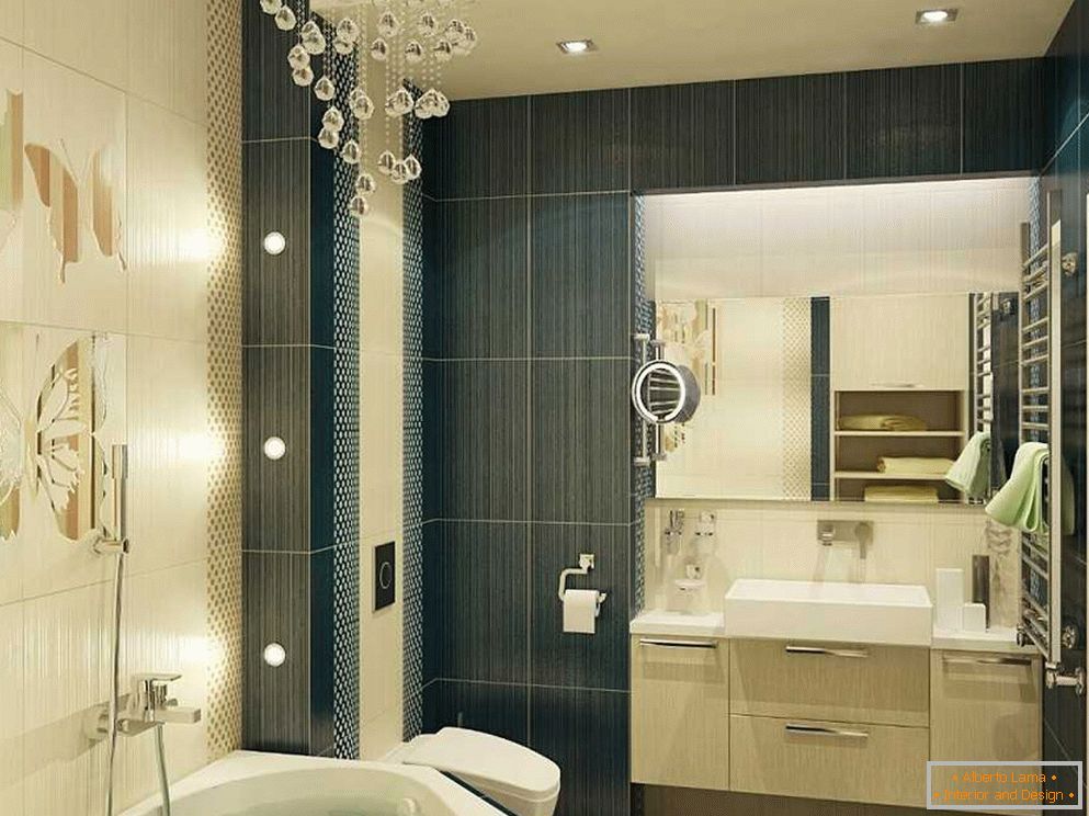 Plafond lumineux dans une petite salle de bain