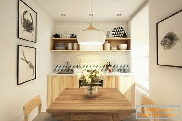 Petite cuisine au design d'un appartement de 40 m²
