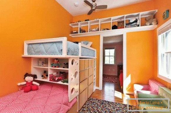 Conception d'un appartement d'une pièce avec deux enfants - intérieur d'une pépinière