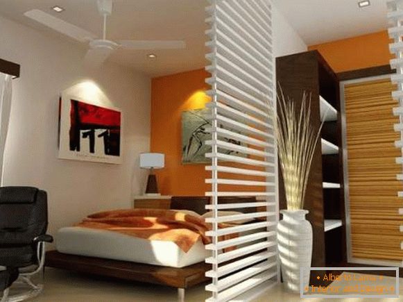 Design d'appartement d'une pièce - comment séparer la chambre avec une cloison