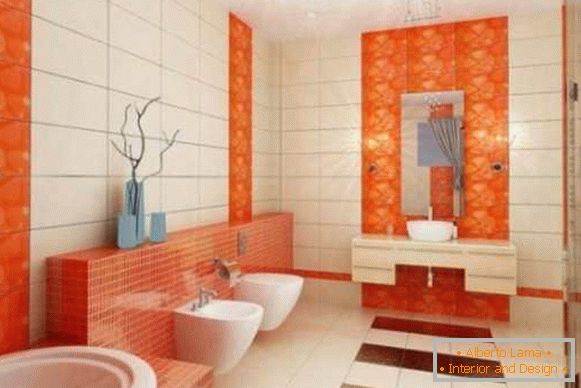 Sur la photo 2: Design des carreaux dans les toilettes