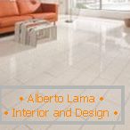 Salon в стиле минимализм с оранжевым диваном