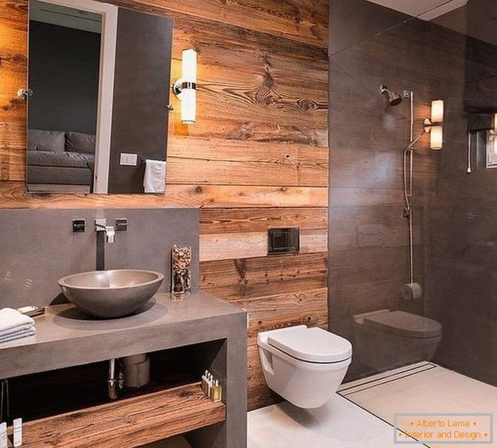 Salle de bain avec toilette dans le style loft
