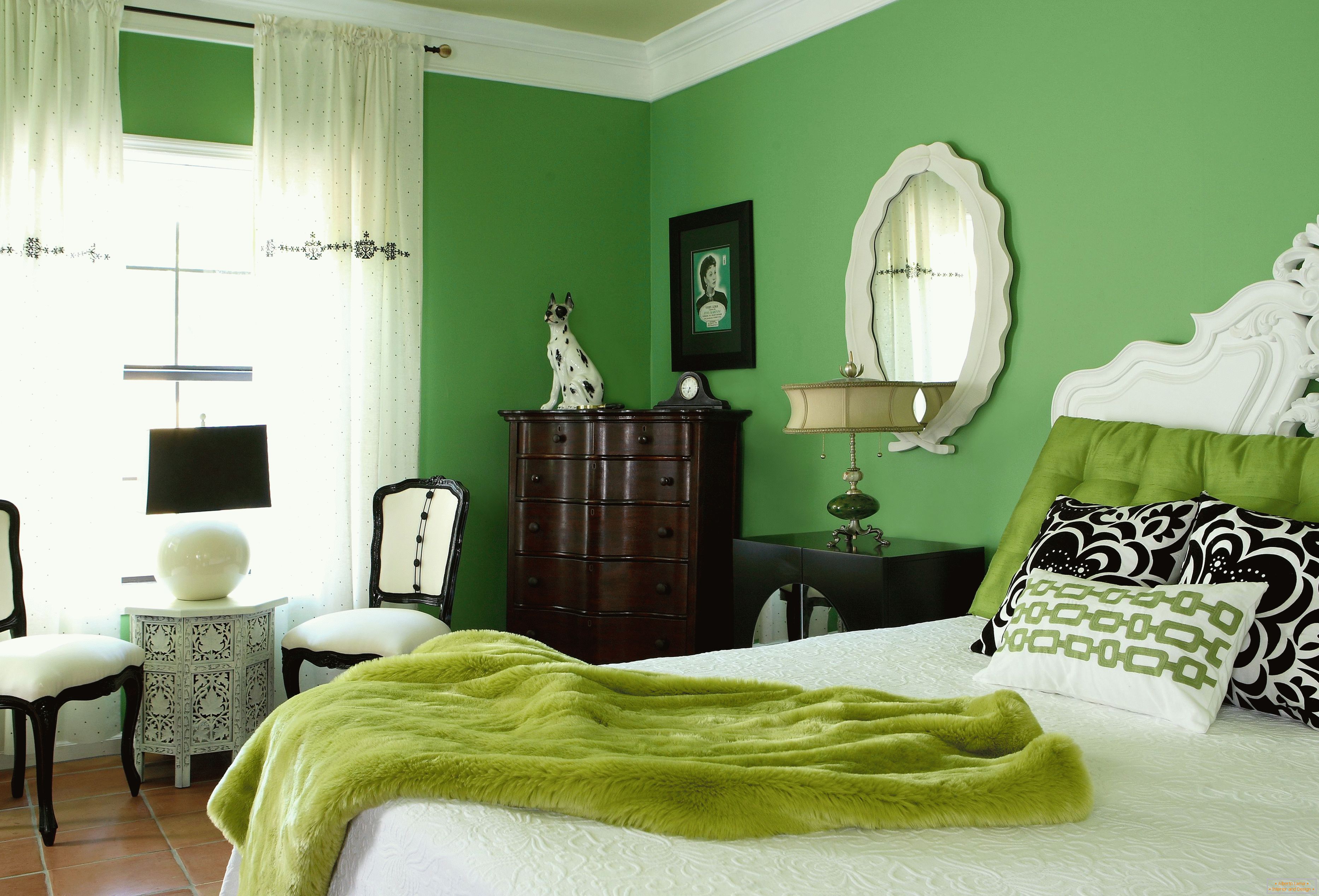 Chambre aux couleurs vertes